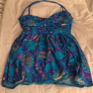 Beautiful one piece swimsuit with skort 💜💙💛👙